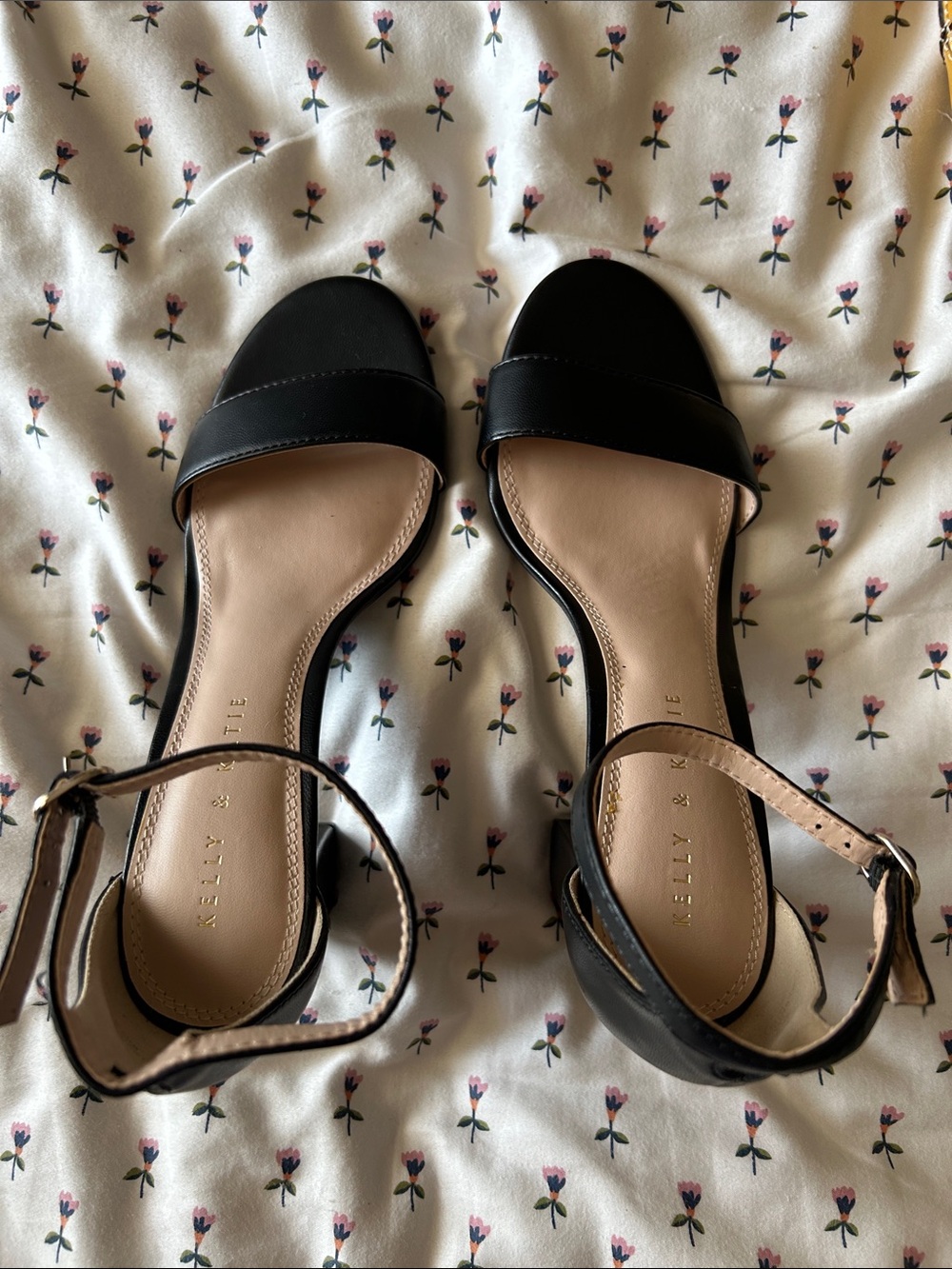 Black Ankle-Strap Sandals by Kelly & Katie